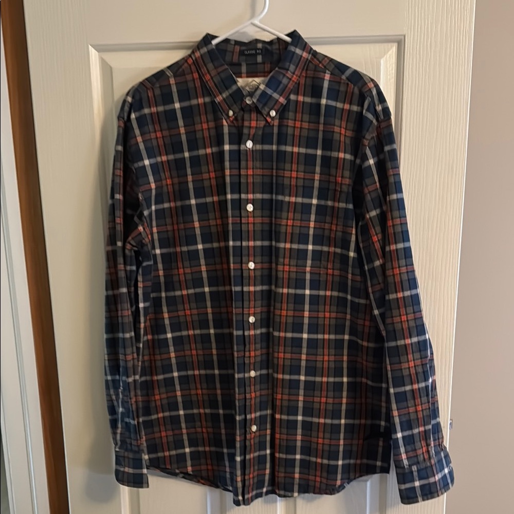 ST. JOHN BAY;  Size L  Blue and Red Casual Button Down Shirt